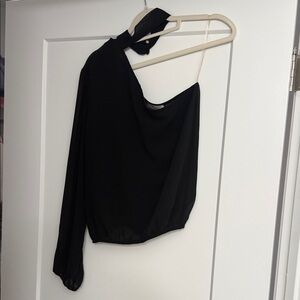 Elegant Black One-Shoulder Blouse